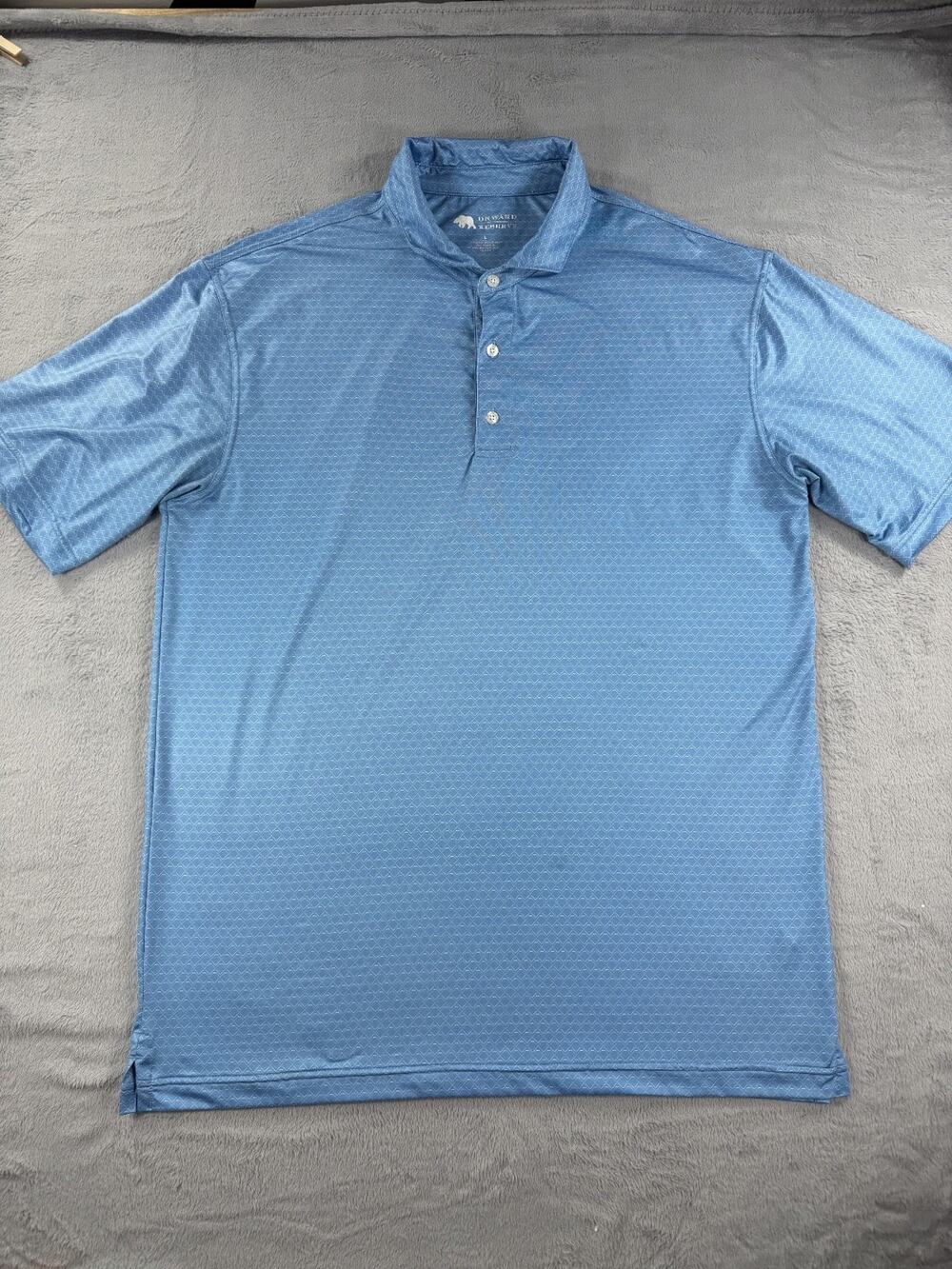 Onward Reserve Men's Large Blue Geometric Performance Polo Shirt Short Sleeve